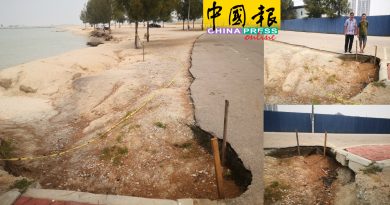 【今日马六甲头条】海蚀 道路穿大洞  人行道下陷?投诉后未修
