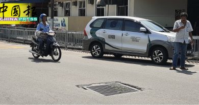路中溝蓋凹下去  甘榜拉班區陷阱處處