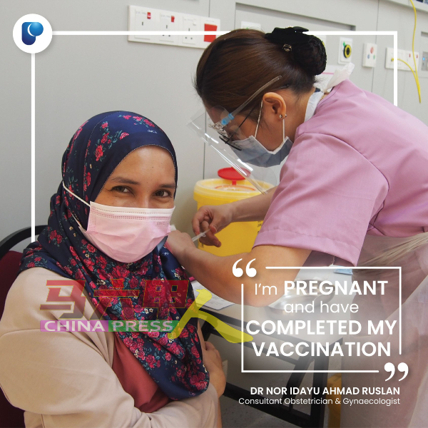 班台医院在面子书发布身为孕妇的妇产科医生诺依达尤接种冠病疫苗的照片，鼓励孕妇也接种疫苗。