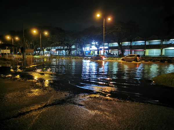新馬六甲花園水災情況。