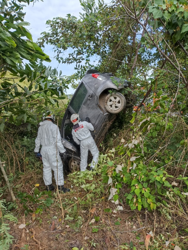 消拯员抵达现场协助移出卡在树上的轿车。（照片由甲消拯局提供）