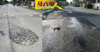 整条路  十多个路洞 行驶者左避右闪 好危险