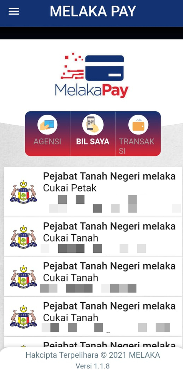 ■进入Melaka Pay后，在土地局页面可以看到其他产业人的个人资料讯息。