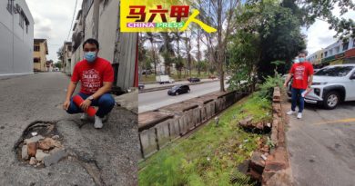 爱极乐高原商业区泊车处 路缘石撞毁年半未修