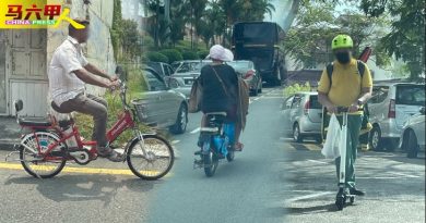 ◤今日马六甲头条◢ 没安全配备与大车争道  电动脚车“禁”中横行
