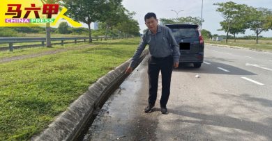 道路出水口遭阻塞长草 填海区沿海公路下雨积水