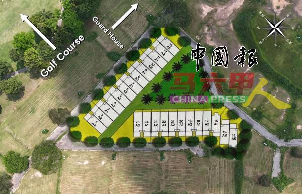 D’Aman @ A’Famosa的位置非常理想。图为首期25间双层排屋单位的位置。