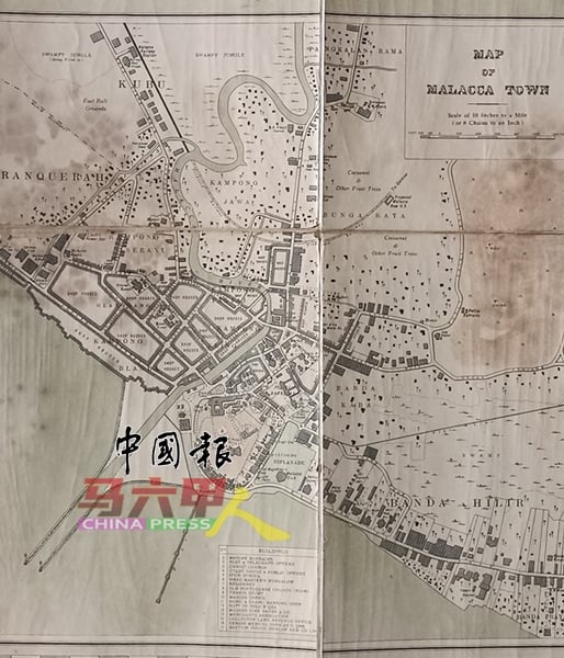 1916年的马六甲市中心地图。