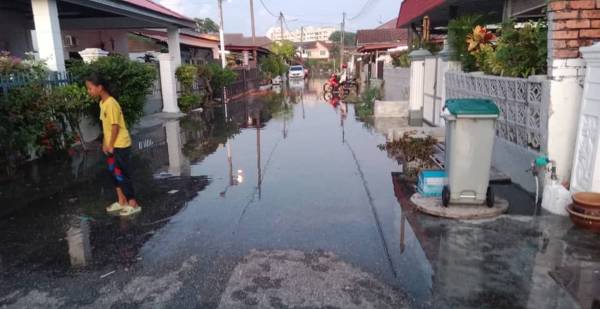 葡萄牙村的一些住家，屋外马路已淹水。