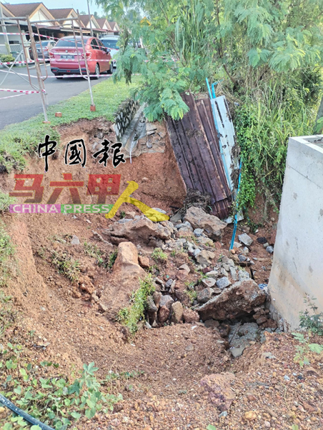 ■还来不及衔接至新沟的沟渠，因大雨造成的土蚀而局部崩塌。